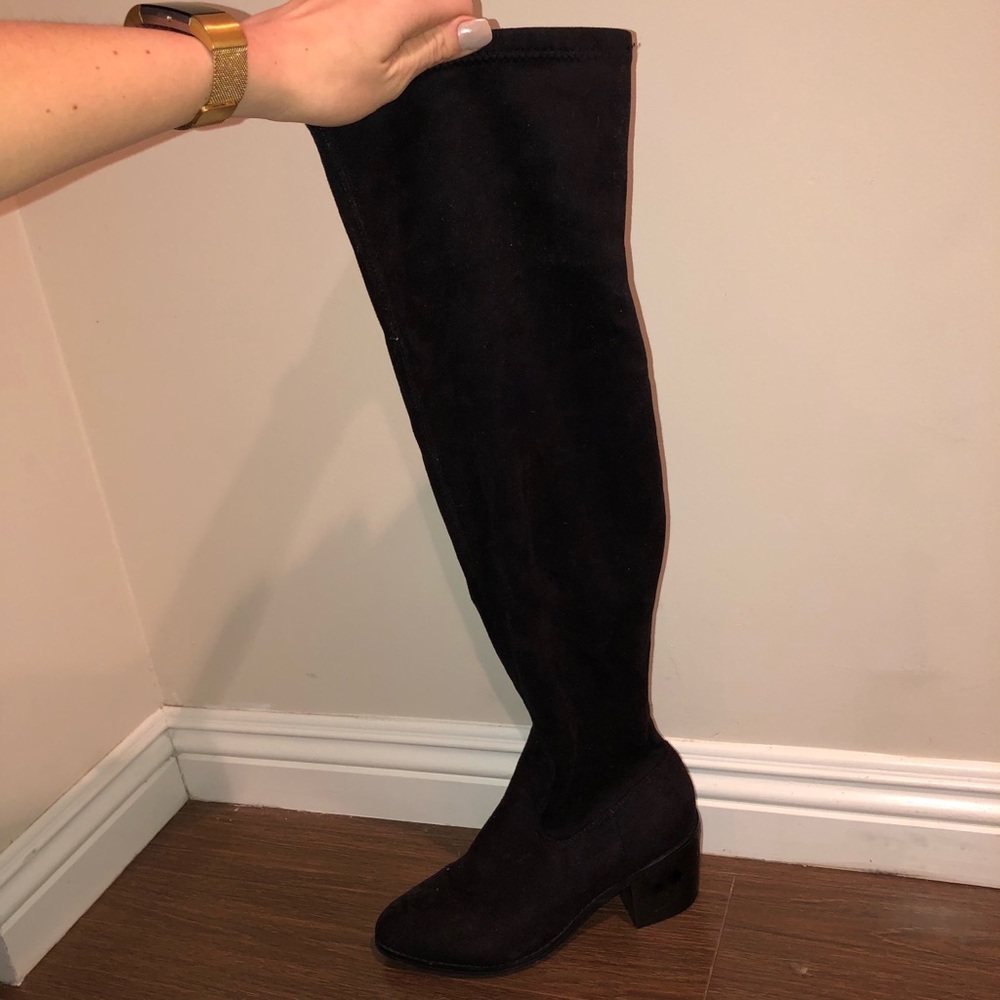 Over The Knee Black Suede Boot